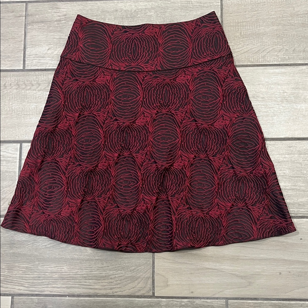 Ann Taylor Maroon Textured A-Line Skirt